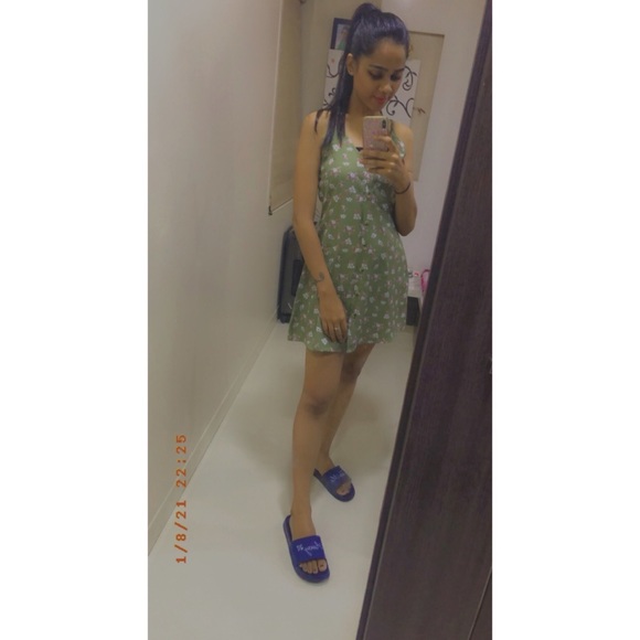 Olive green short dress - Picture 2 of 2